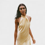 Satin Halterneck Maxi Dress