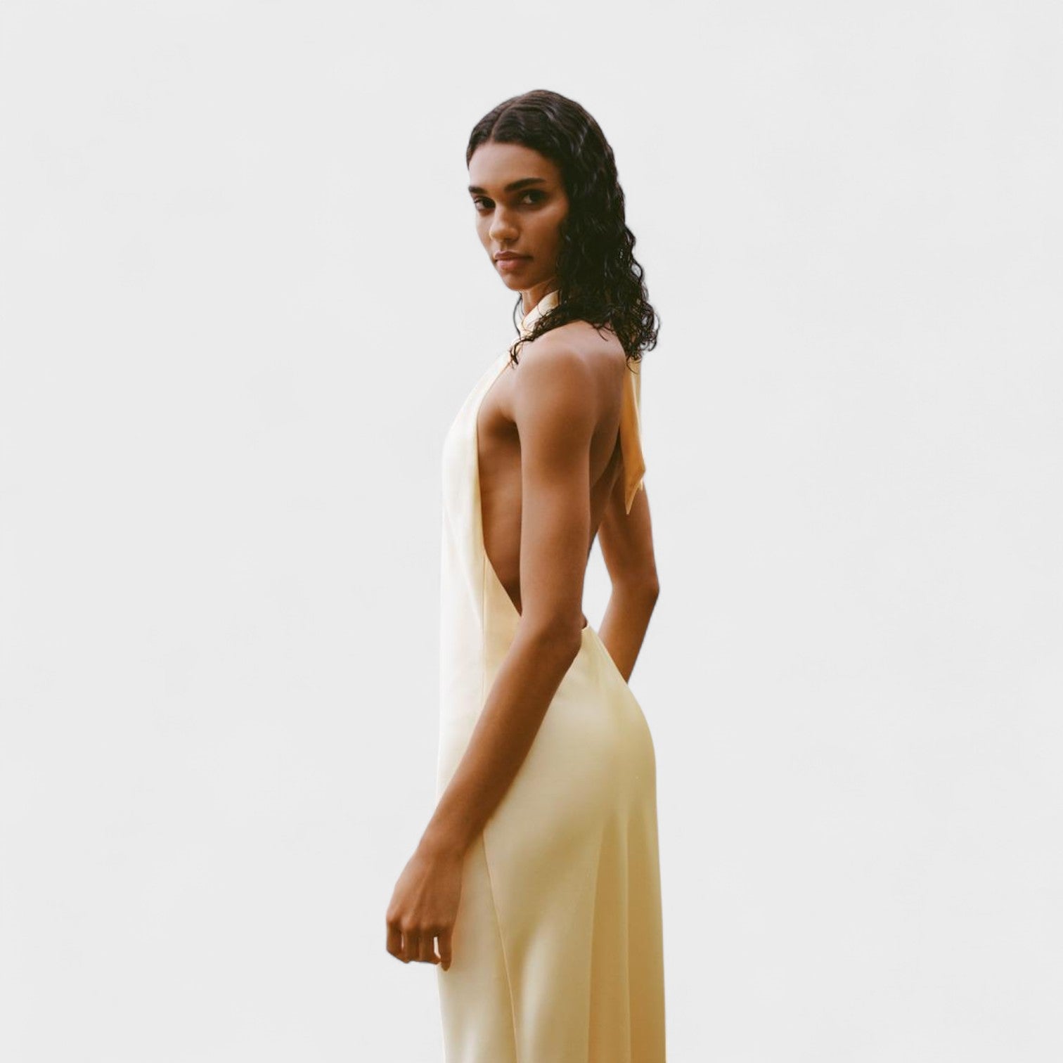 Satin Halterneck Maxi Dress