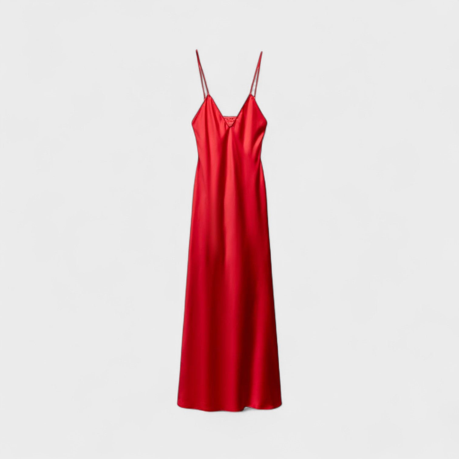 Crimson Slip Dress with Thin Straps