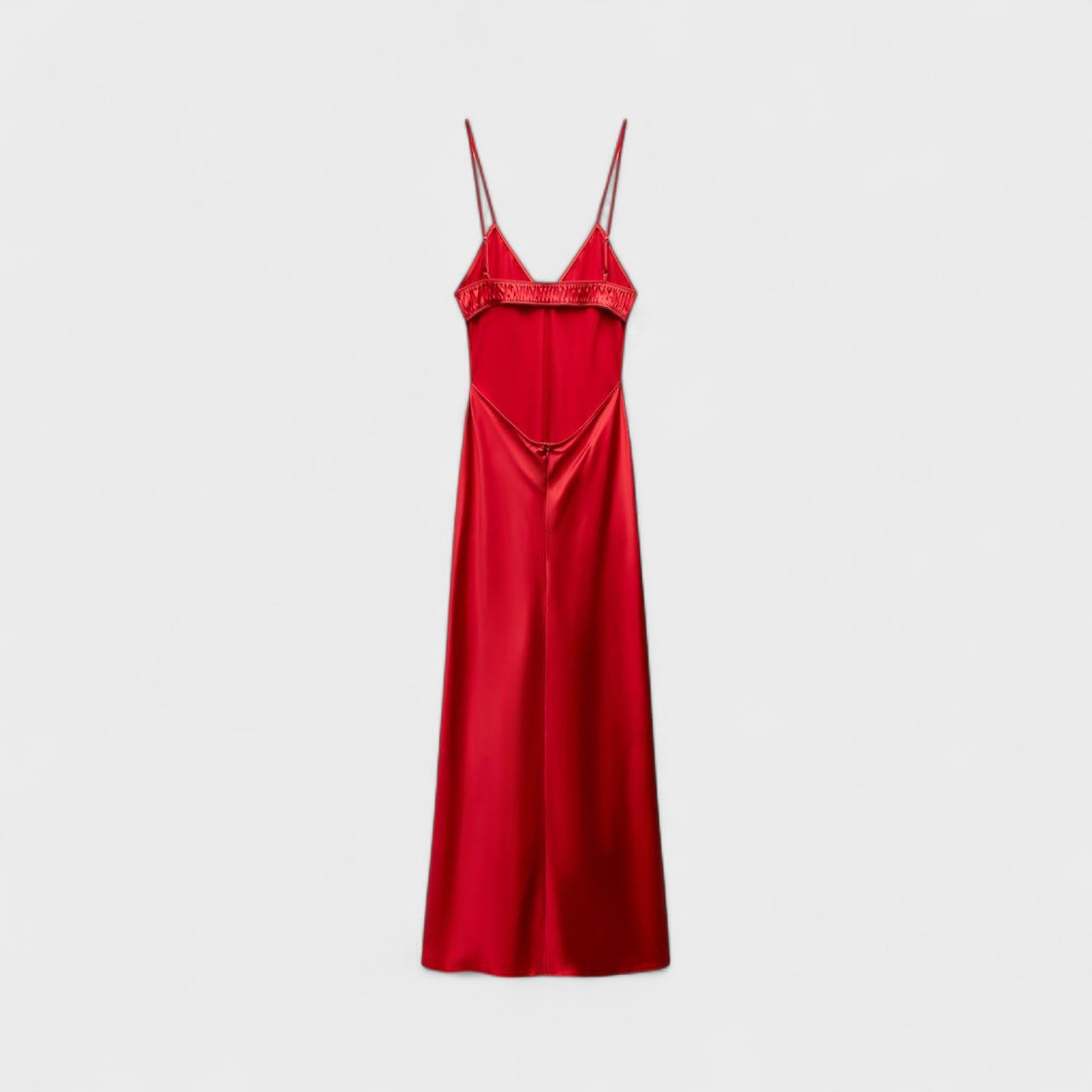 Crimson Slip Dress with Thin Straps
