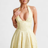 Corset-Back Textured Midi Dress