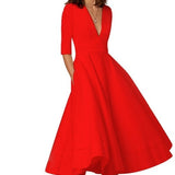 A-Line Midi Dress with Half Sleeves