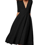 A-Line Midi Dress with Half Sleeves