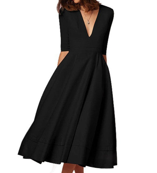 A-Line Midi Dress with Half Sleeves