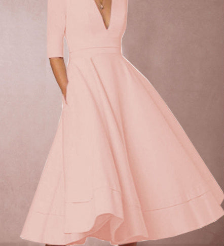 A-Line Midi Dress with Half Sleeves
