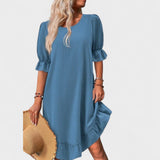 Ruffle-Trim Casual Dress