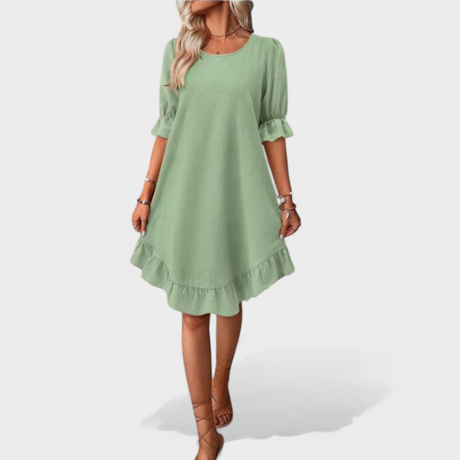 Ruffle-Trim Casual Dress