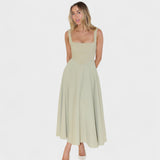 Square-Neck Midi Dress