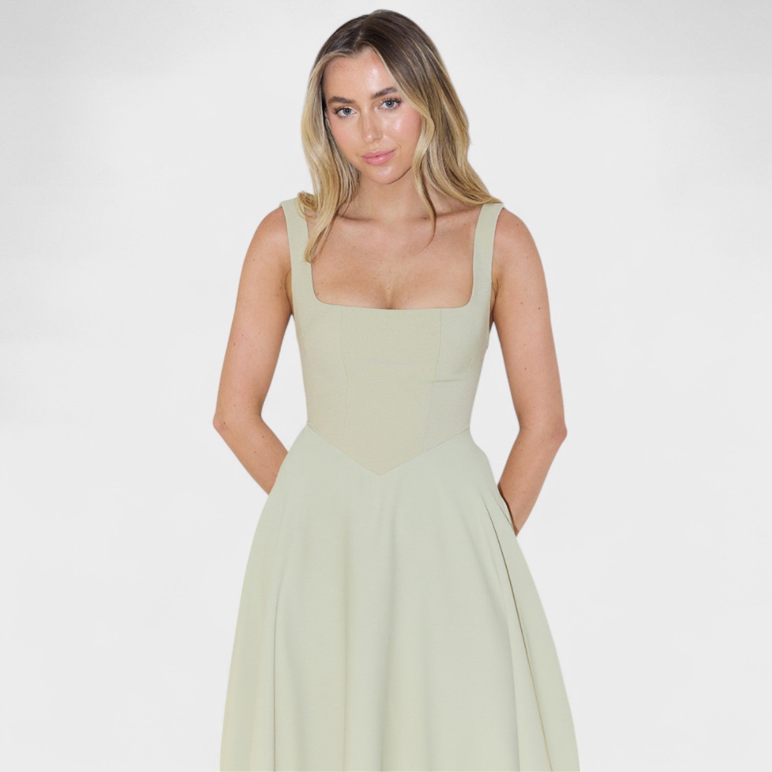 Square-Neck Midi Dress