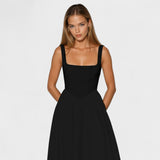 Square-Neck Midi Dress