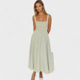 Square-Neck Midi Dress