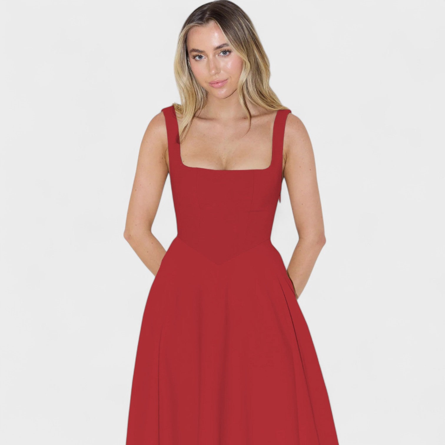 Square-Neck Midi Dress