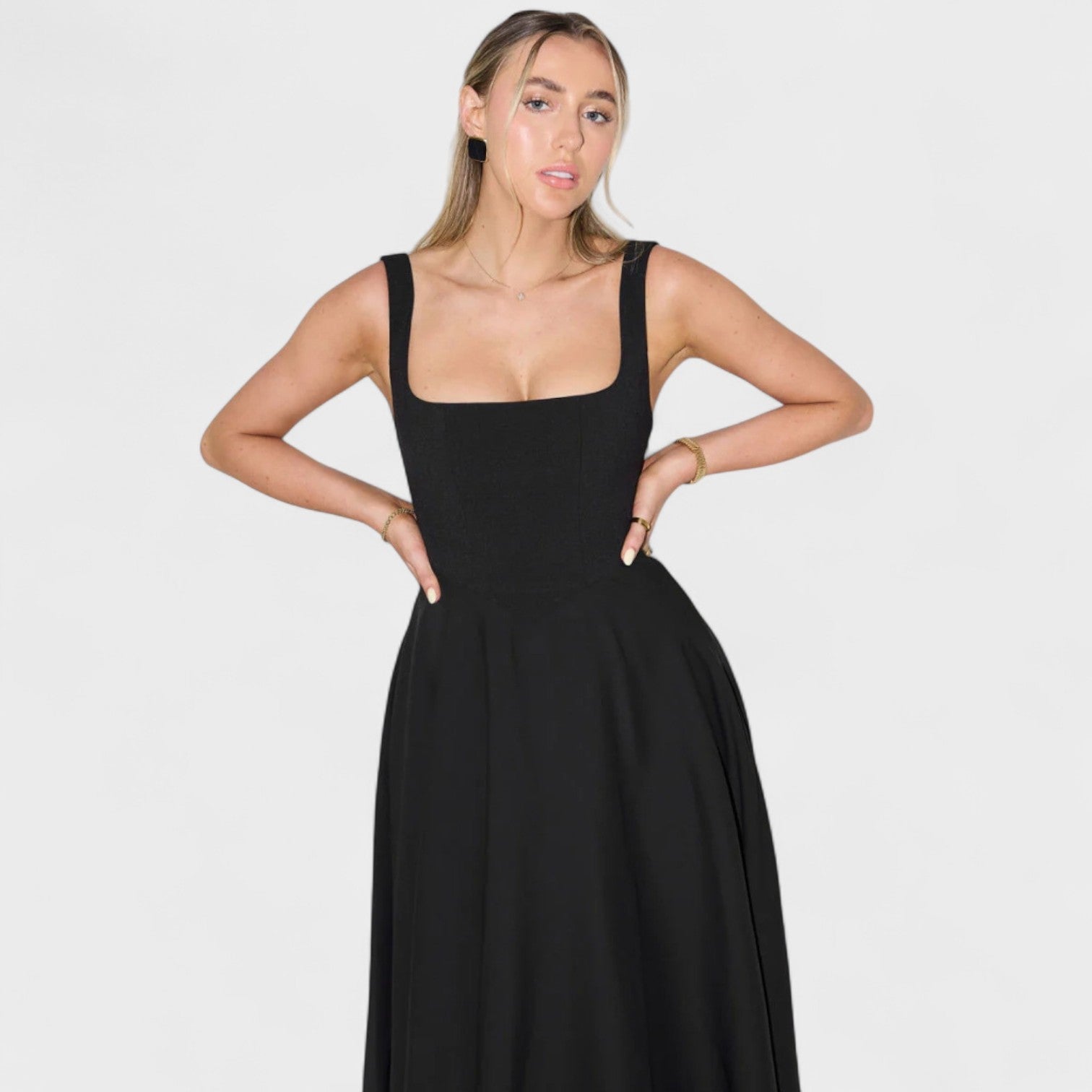 Square-Neck Midi Dress