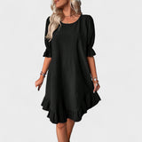 Ruffle-Trim Casual Dress