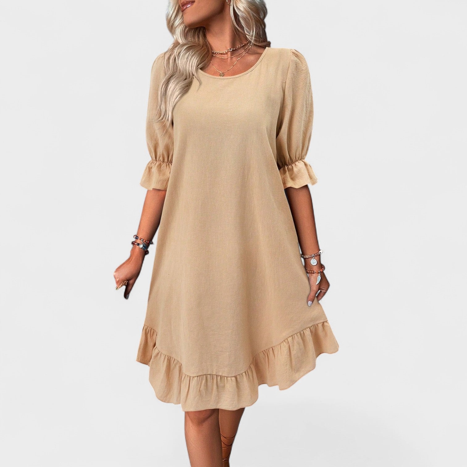 Ruffle-Trim Casual Dress
