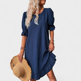 Ruffle-Trim Casual Dress