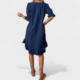 Ruffle-Trim Casual Dress