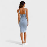 Fitted Denim Dress with Side Split