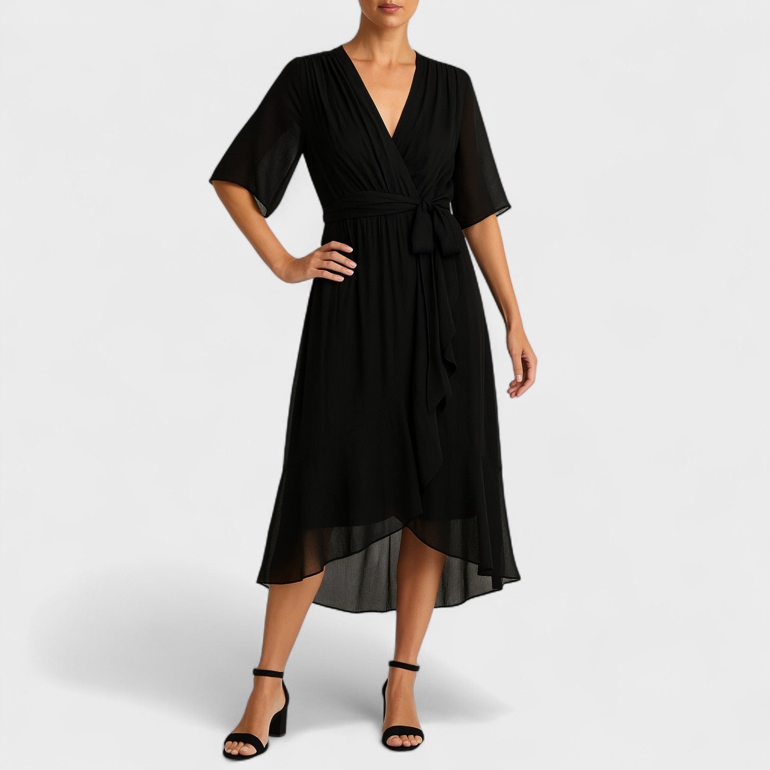 Belted Wrap Midi Dress