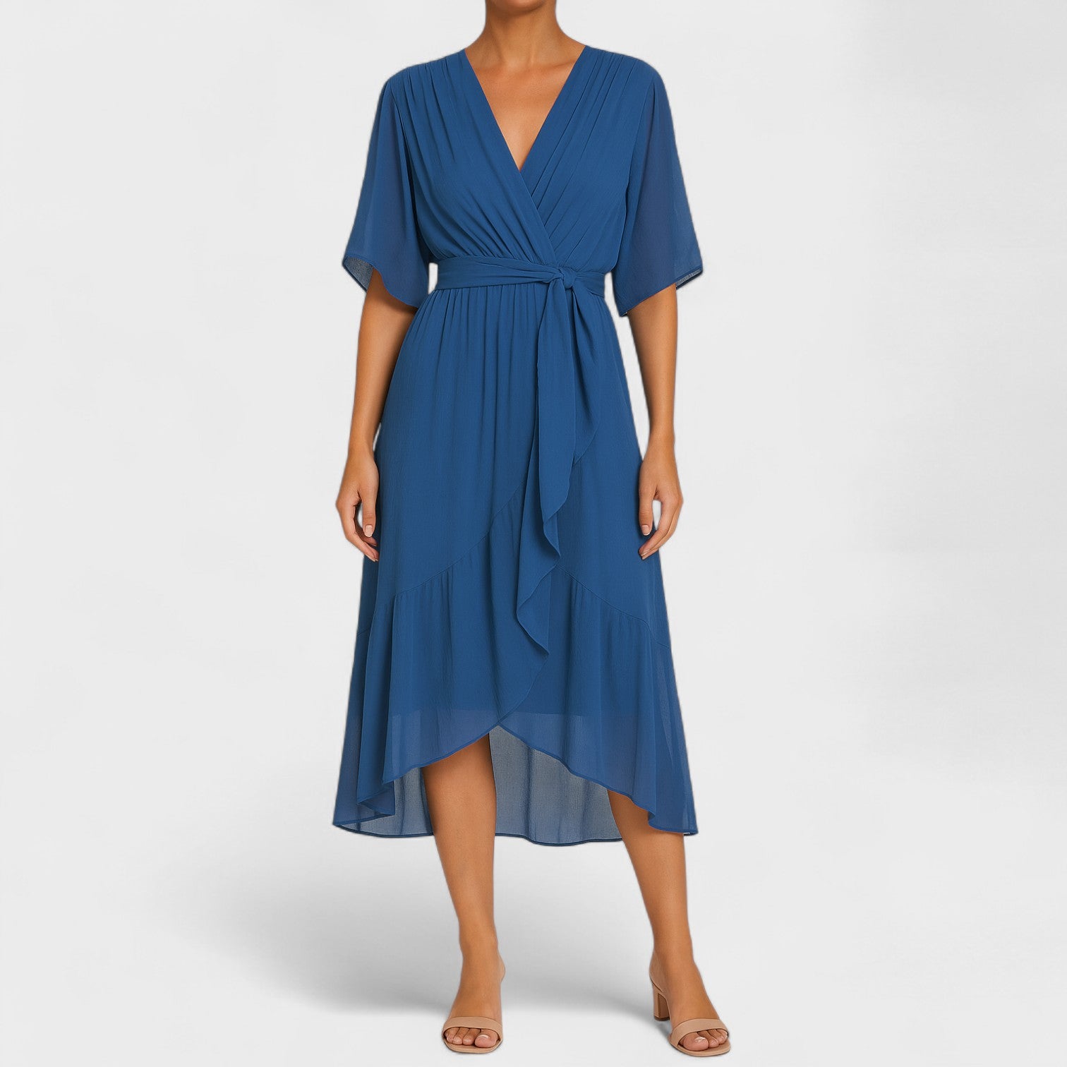 Belted Wrap Midi Dress