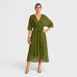 Belted Wrap Midi Dress