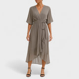 Belted Wrap Midi Dress