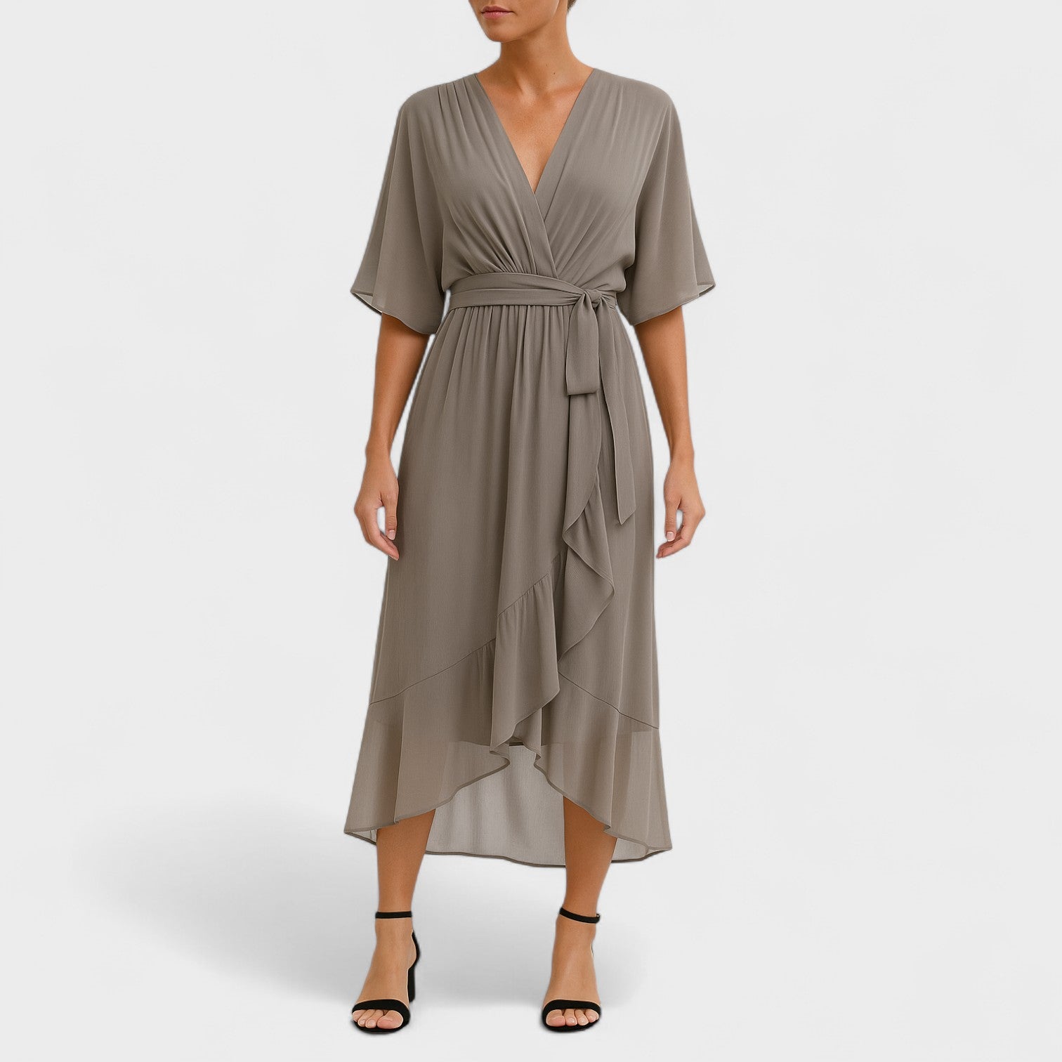 Belted Wrap Midi Dress