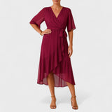 Belted Wrap Midi Dress