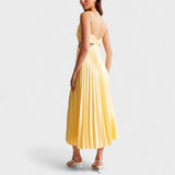 Pleated V-Neck Midi Dress