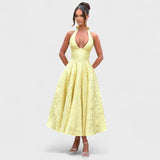 Corset-Back Textured Midi Dress