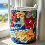 HIBISCOVE | QUILTED TROPICAL HIBISCUS STORAGE BASKET