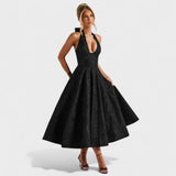 Textured Halterneck Midi Dress