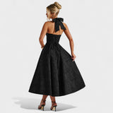 Textured Halterneck Midi Dress
