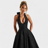Textured Halterneck Midi Dress