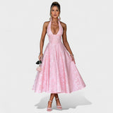 Textured Halterneck Midi Dress