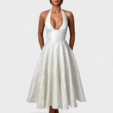Textured Halterneck Midi Dress