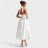 Textured Halterneck Midi Dress