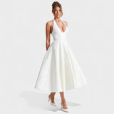Textured Halterneck Midi Dress