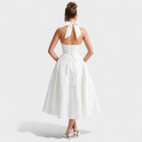 Textured Halterneck Midi Dress