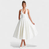 Textured Halterneck Midi Dress