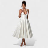 Textured Halterneck Midi Dress