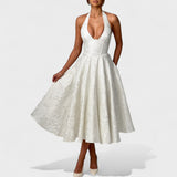 Textured Halterneck Midi Dress