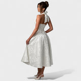 Textured Halterneck Midi Dress