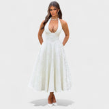 Textured Halterneck Midi Dress