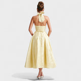 Textured Halterneck Midi Dress