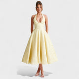 Textured Halterneck Midi Dress