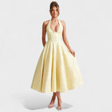 Textured Halterneck Midi Dress