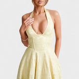 Textured Halterneck Midi Dress