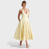 Textured Halterneck Midi Dress