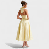 Textured Halterneck Midi Dress